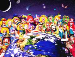 The Planet of Clowns- Original Acrylics on Canvas 40x56 - Art by Gabriel M (2011)